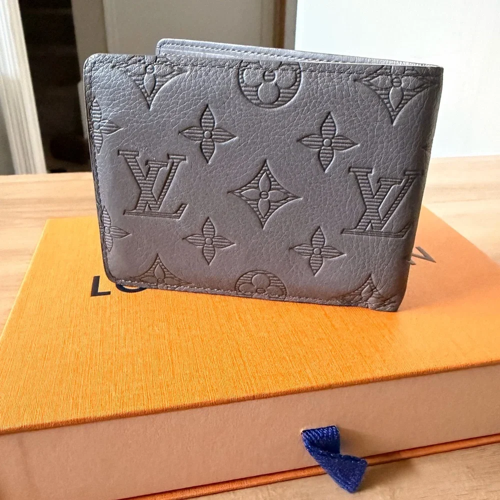 Louis Vuitton Gray Monogram-Embossed Wallet